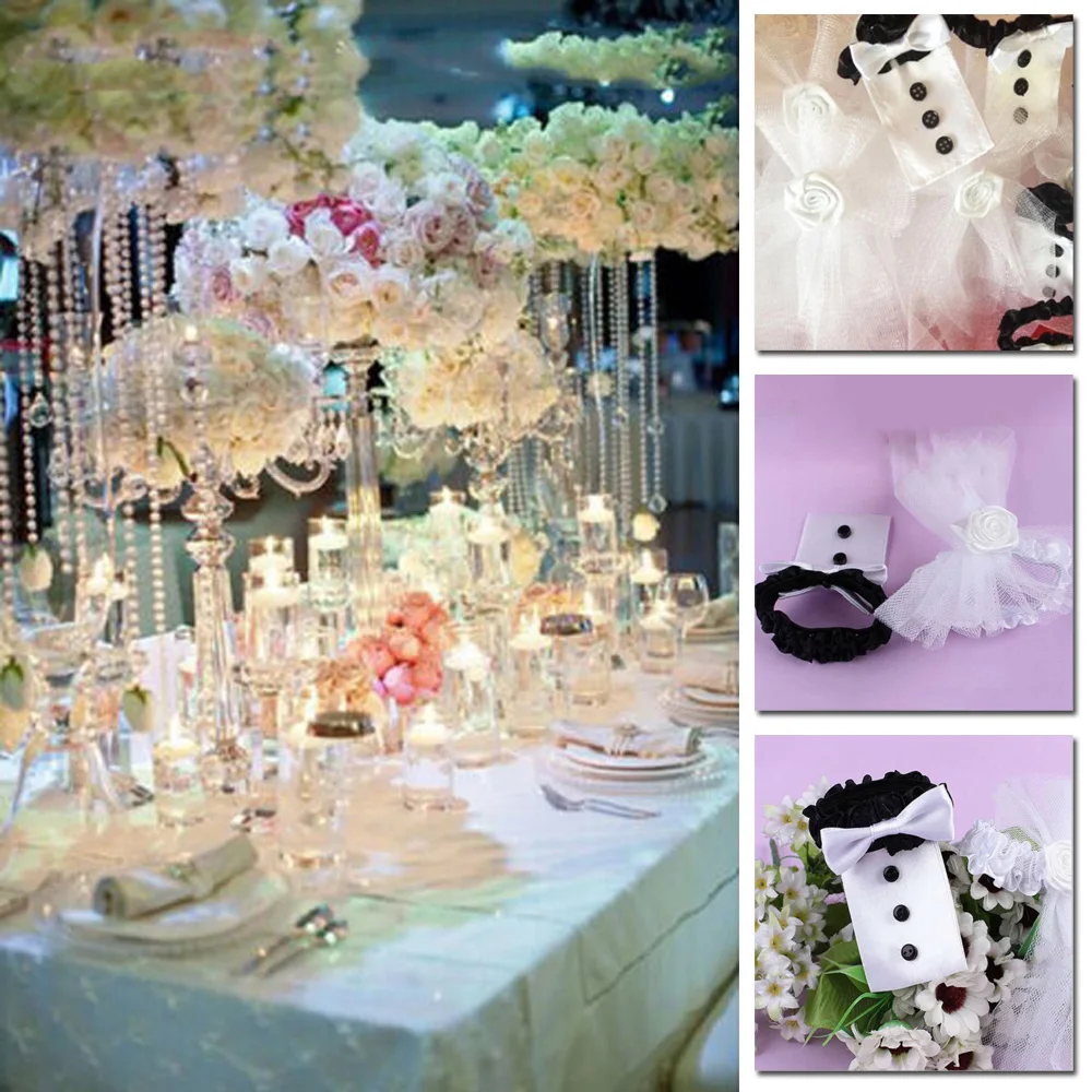 

2pcs/Set Wedding Party Toasting Wine Glass Covers Bride And Groom Tux A Great Decoration For Wedding