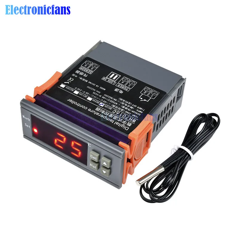 

WH7016C DC 12V 24V AC 220V 10A -50~110 Celsius LCD Digital Temperature Controller Electronic Thermostat Thermomter With Probe