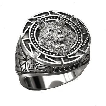 

hot selling Wolf Totem Ring Steel Nordic wolf Nordic ring new product in 2020, men's jewelry fashion ring