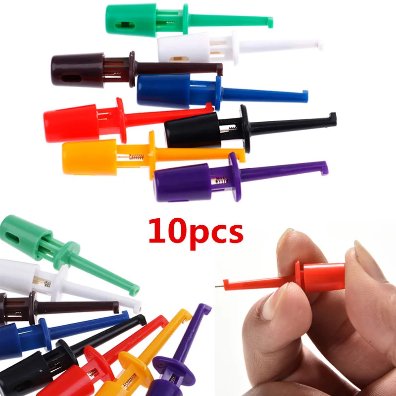 

Hot! 10PCS Mini Single Test Hook Clips Test Probes For Electronic Testing IC Grabber Large Round Crocodile Clips Hook Test Clips