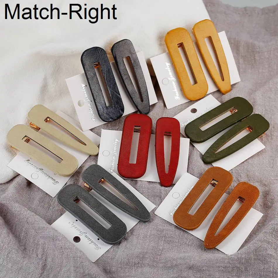 Совпадение-право 2 шт. кожа l заколка для волос шпильки стильные украшения Краб Бобби шпилька аксессуар для волос заколка диадема тромбон NR182