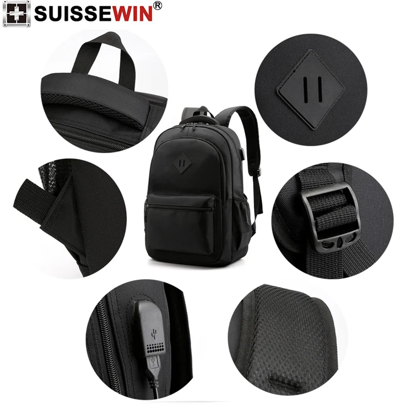 Черный рюкзак для ноутбука с защитой от кражи в Корейском Стиле Большая водонепроницаемая сумка для женщин и мужчин
