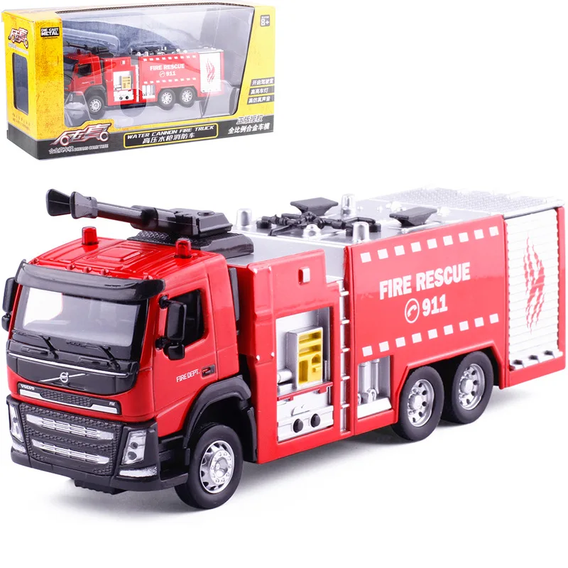 

Caipo Genuine Authorized Alloy High Pressure Water-tank Lorry Fire Truck Sound And Light Engineering Car Model Toy Car 88380