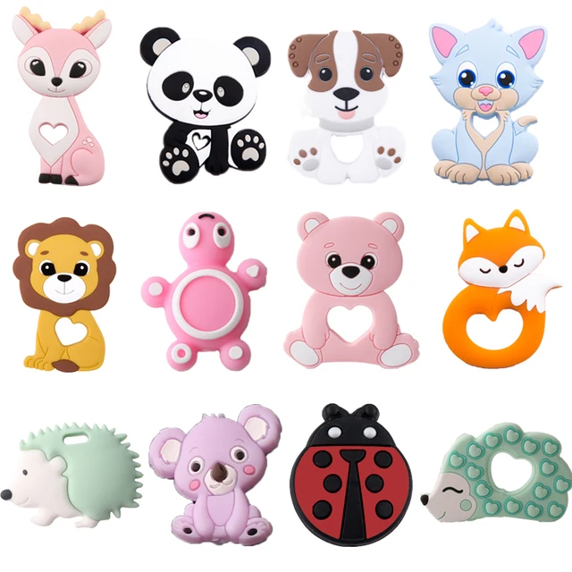 1pc Silicone Sika Deer Teether Beads Silicone Teething Pendant Silicone Christmas Nursing Gifts Silicone Rodents Baby Teether 1