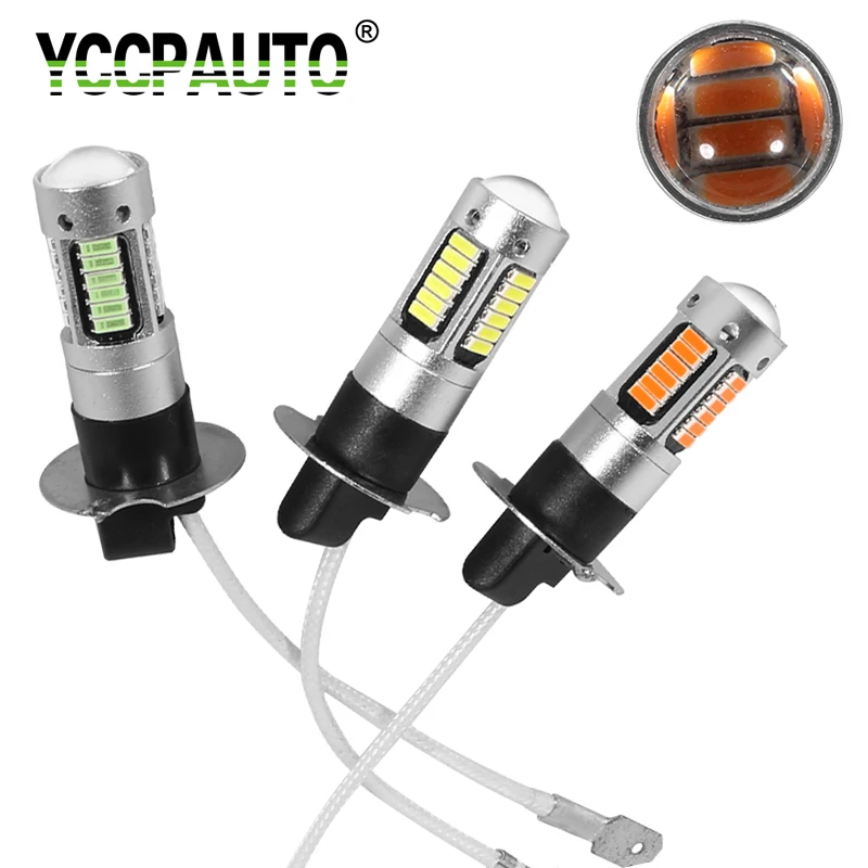 YCCPAUTO 2 шт. H3 светодиодный ные Противотуманные фары автомобильные 4014 30 SMD