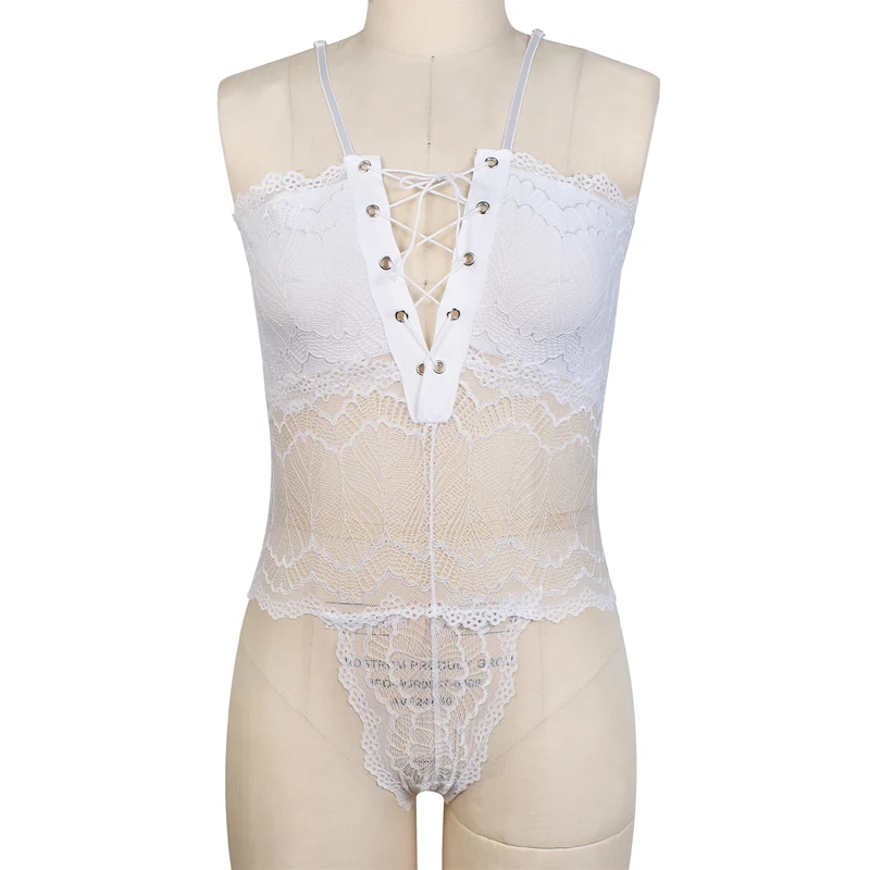 transparent white NINGMI, эротическое нижнее белье для женщин, сексуальное нижнее белье, боди, ночная рубашка, ночная рубашка, на шнуровке, одежда для сна, сексуальные костюмы, цельное мини-платье - Цвет: transparent white