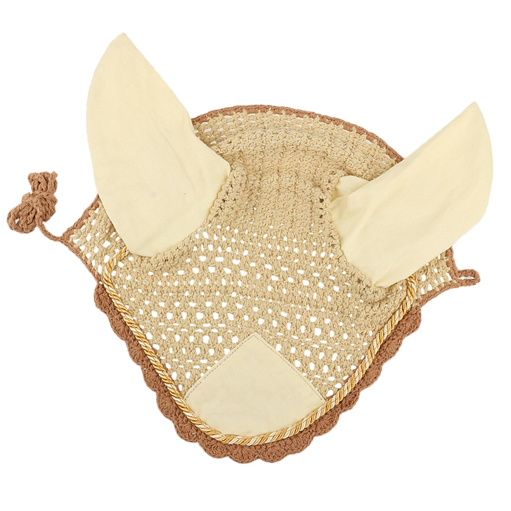 Professional Soft Cotton Hand Crochet Breathable Fly Veil Horse Ear Net With Ears Horse Wear Horse Equipment For Horse 2