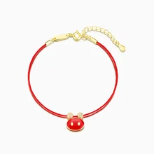 La MaxZa, 925 пробы, серебряный, модный, красная веревка, крыса, кристалл, ювелирное изделие, очаровательный браслет, Красная Нить, линия, браслеты для женщин, золото