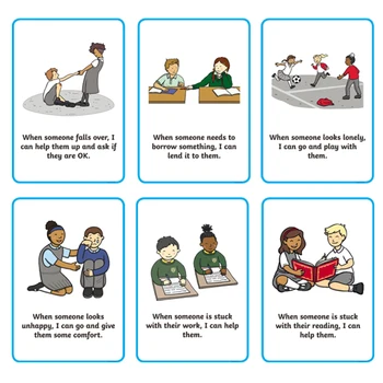 

6Pcs/Set Kindergarten Early Education Primary School Teacher Classroom Decoration English How To Be A Good Friend Poster Card