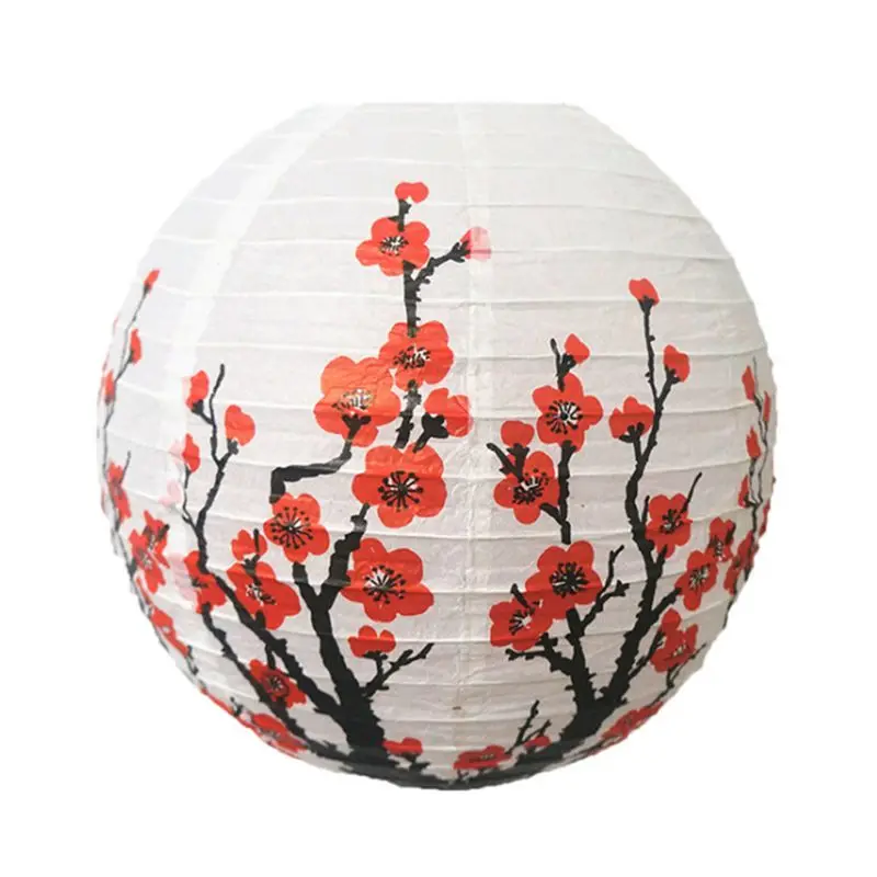 Hot Sale Set Of 3 Red Sakura(Cherry)Flowers White Color Chinese/Japanese Paper Lantern/Lamp 16 Inch Diameter |