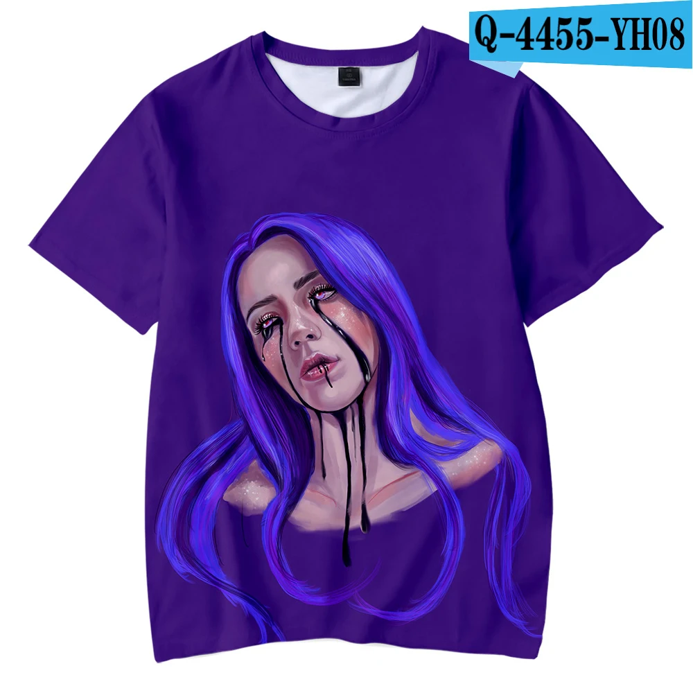 4 Billie Eilish/детская футболка; Новая модная футболка с 3D принтом; хлопковая Футболка с круглым вырезом для мальчиков и девочек; Летняя Повседневная футболка с короткими рукавами - Цвет: 4