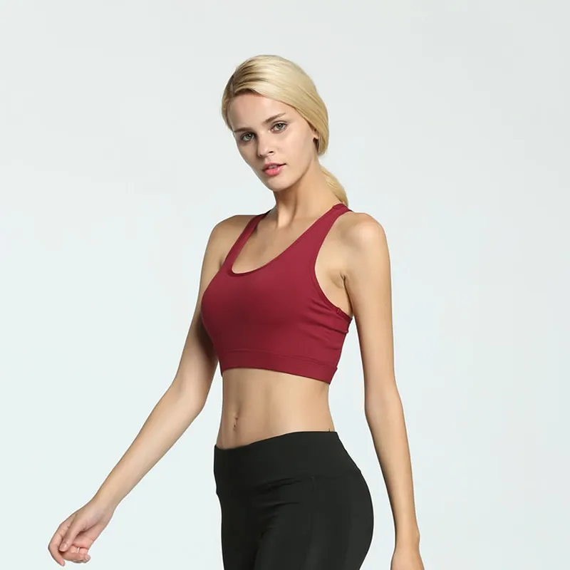 High-quality Anti-shock Gather Yoga GYM Bra Fitness Workout Tops Seamless Yoga Running Push Up Sport Bra with Phone Pocket