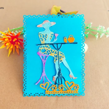

Fashion bar woman with table cup background decorative metal cutting die cutting tool stamping die new paper jam