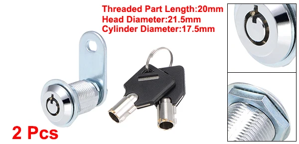 2pcs 25mm Uxcell цилиндр из цинкового сплава, цинковый сплав хромированная отделка трубчатый Cam Lock W ключ разные ключи 2 шт. 25 мм - Цвет: 2pcs 25mm