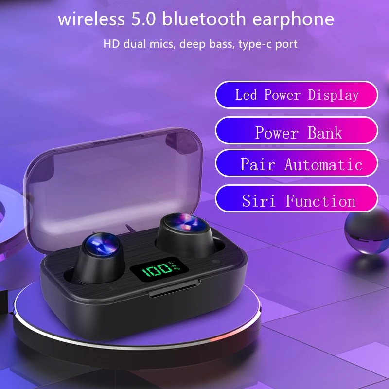 

F6 Wireless Headphones Deep Bass 5.0 bluetooth wireless Earphones Sports Earbuds Gaming Headset with two mics for Mobile Phones