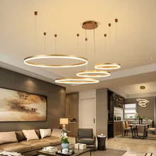 

Modern Led Chandelier Home Lighting Brushed Rings Ceiling Mounted For Living room Dinning room Hanging Lamp Lustre Chandeliers