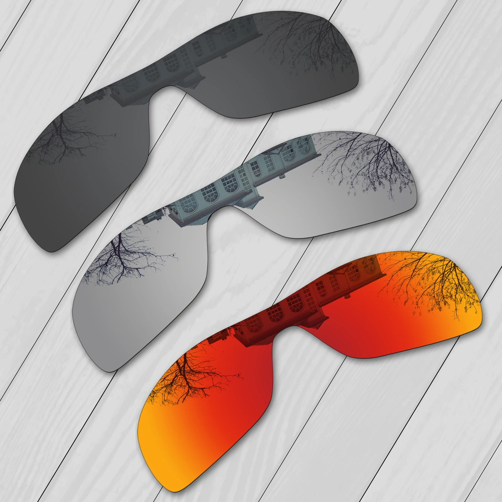 E.o.s 3 Pieces Black & Silver & Fire Red Polarized Replacement Lenses