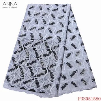 

Anna newest african sequin lace fabric 2020 high quality nigerian embroidered organza fabrics french lace 5 yards/pcs for sewing