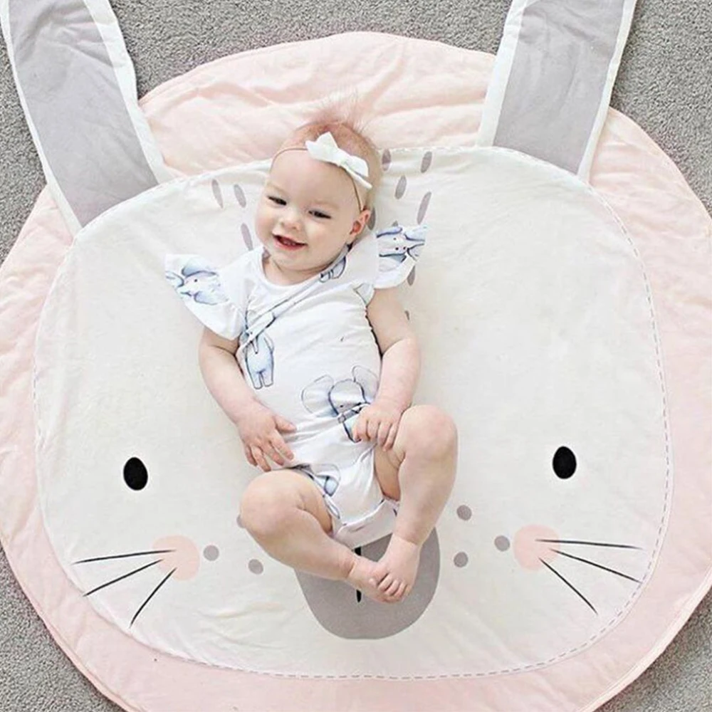 

Cartoon Baby Play Mat Kids Crawling Blanket Round Floor Rugs Animal Cotton Game Mat For Children Room Decor Kid Photo Props 90CM