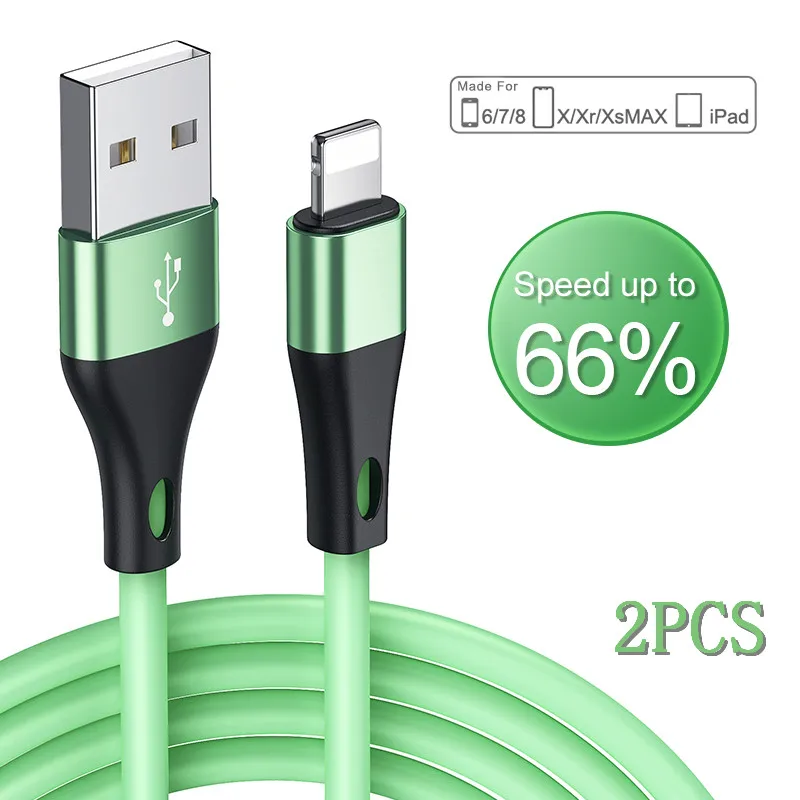 USB кабель для iPhone быстрой зарядки 11 Pro Max Xs Xr X 8 7 6 6s iPad 2 шт.|Кабели мобильных