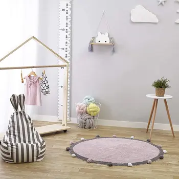 

Cotton Baby Play Mat Round Carpet with Balls Around Children Toys Baby Photography Props Nordic Style Kids Room Decoration 120cm