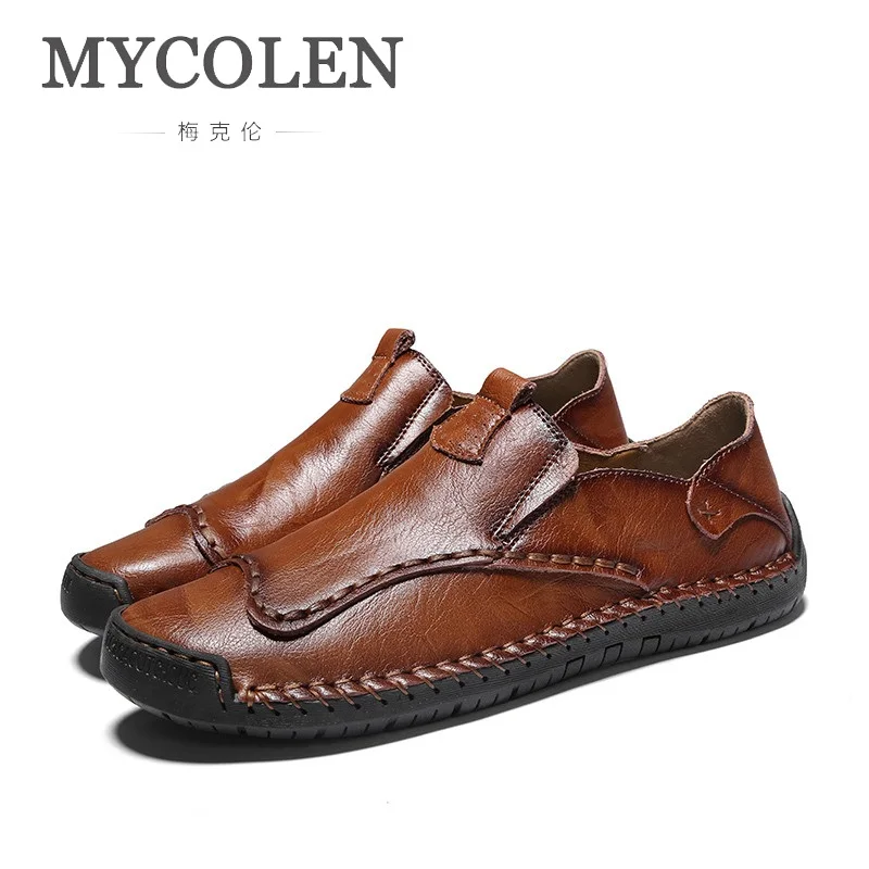 MYCOLEN/Мужская обувь из натуральной кожи модные туфли без застежки для вечеринок