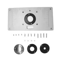 Mesa roteadora de metal multifuncional com 4 anéis, para bancos de carpintaria, placa de inserção para máquina de corte