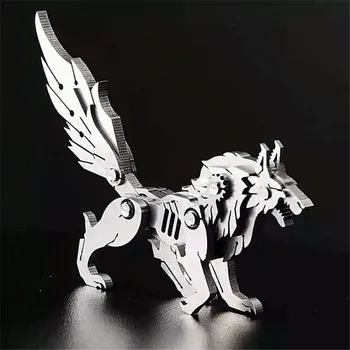 

Modern Creative Abstract Metal Wolf Statue Ornaments Home Decoration Accessories Gift Geometric Metal Wolf Sculpture M4893
