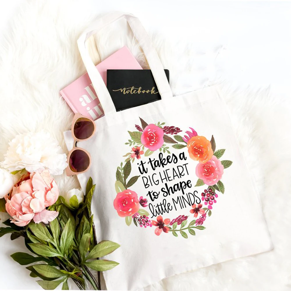 Tote-Bag Shoulder-Cloth-Bags Shopper Canvas Teacher Gift Reusable Fashion Big It-Takes