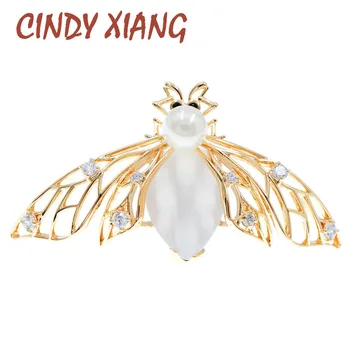 

CINDY XIANG New Arrival Cubic Zirconia Copper Bee Brooches For Women Insect Opal Pin Brooch Fashion Accessories Jewelry 2020
