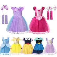 MUABABY; нарядный костюм принцессы для девочек; Золушка; Белль; Спящая красавица; Белоснежка; Анна; Рапунцель; Ариэль; праздничное платье на день рождения