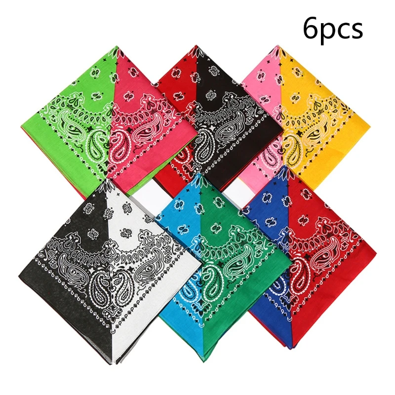 

6pcs Cotton Bandana Square Scarf Magic Turban Hip-hop Headband Flower Printed Scarves Neckerchief Hair Band for Women Girls