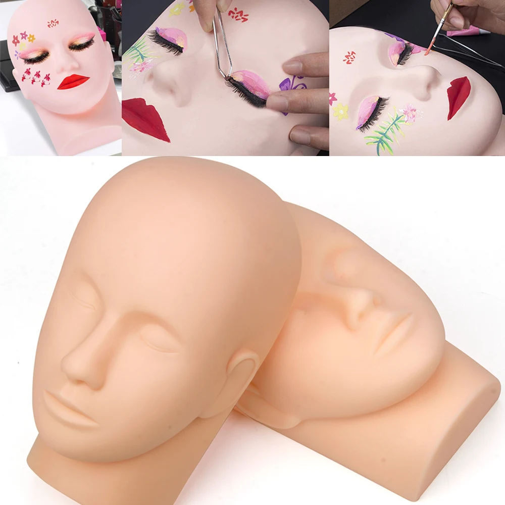 

1/2/3Pcs Eyelash Extension Training Mannequin Head Silicone False Eyelash Practice Head Model Grafting Eyelashes Makeup Tools