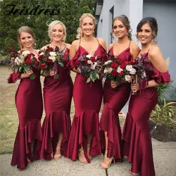 Элегантное платье подружки невесты 2019 с рюшами, платье подружки невесты, длинное Недорогое Платье до 100, vestidos de fiesta de noche