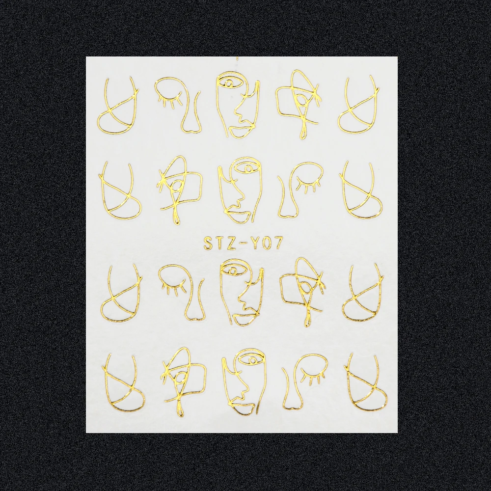 20 шт., 3D золотые наклейки для ногтей, Ретро дизайн, наклейки, самоклеющиеся, сделай сам, переводные наклейки, наклейки, маникюрные украшения, маникюрные SASTZ-YY20
