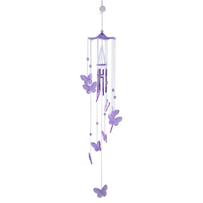 Purple Бабочка Колокольчик музыка ветра творческий дом двор сад подвесной Декор - Цвет: Purple