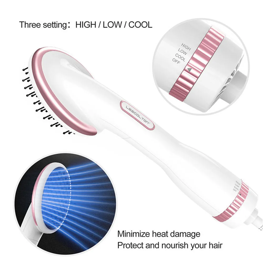 

Ceramic Hair Dryer Dry and Wet Electric Hair Comb 2in 1 multi-functional tourmaline 10 section adjustment anion straight