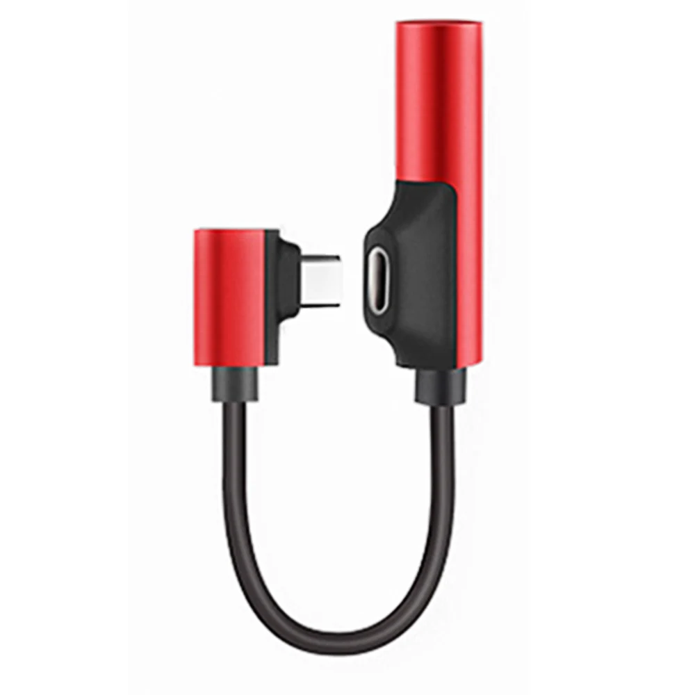 Красный 2 в 1 USB C кабель Aux аудио конвертер наушников Тип c 3,5 мм aux адаптер Jack адаптер для Xiaomi mi9 samsung S10+ зарядное устройство - Цвет: Красный