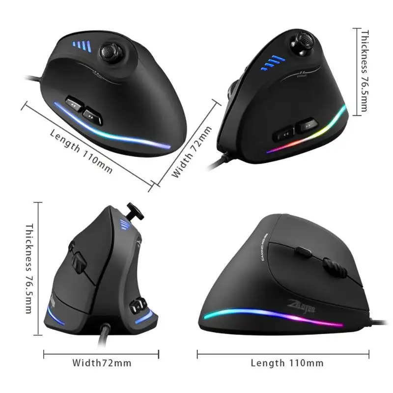ZELOTES C-18 10000 dpi Регулируемая оптическая игровая USB Проводная вертикальная мышь
