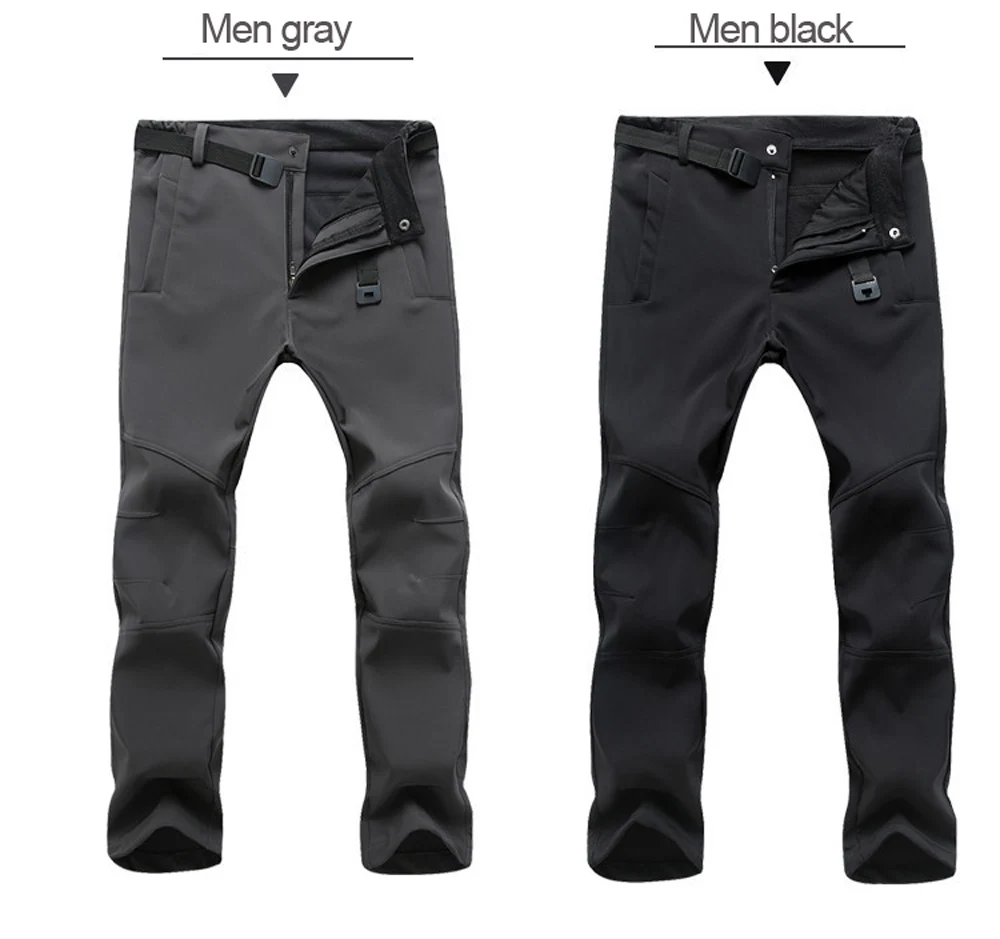 beige cargo pants Stretch Waterproof Pants Men Casual Winter Thick Warm Fleece Shark Skin Trousers Male Windbreaker Sweatpants Mens Tactical Pants cargo jogger pants