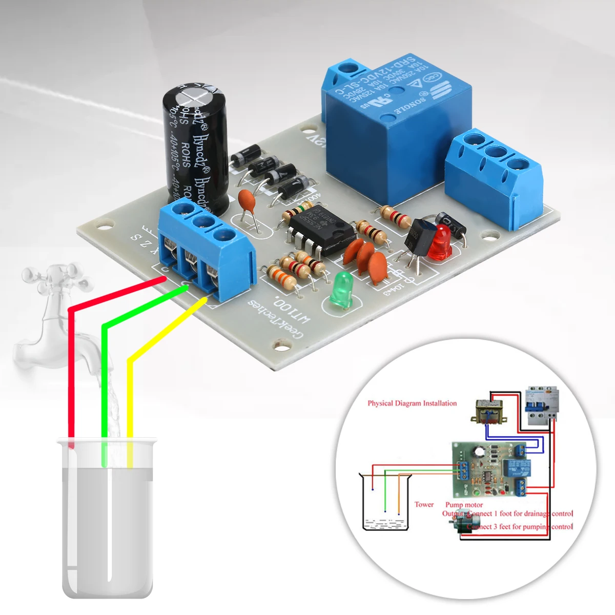 

Water Liquid Level Controller Sensor Module Water Level Detection Sensor Pumping Drainage Protection Controlling Circuit Board