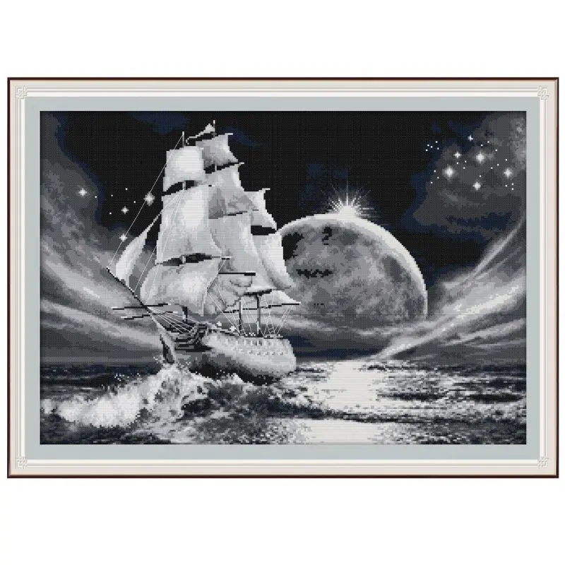 

Sail Boat DIY Handmade Needlework Counted 14CT Printed Cross Stitch Embroidery Kit Set Home Decoration Q6PE