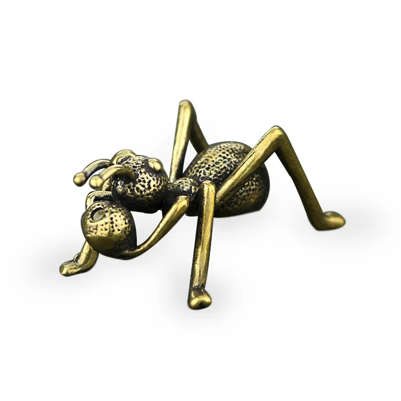 Твердая латунь фигурка животного мини муравей стол орнамент антикварный ручной работы стол Декор