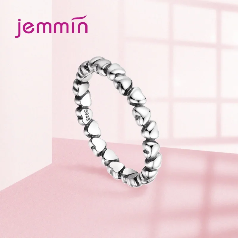 100% Solid Sterling Silver  Love Heart Finger Ring Romantic Love Wedding Engagement Ring For Women Original Jewelry Gift 5