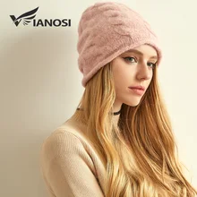 VIANOSI Зимняя шерстяная шапка для женщин теплые вязаные повседневные шапочки