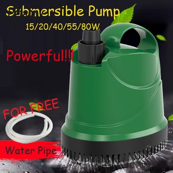 

15/20/40/55/80W 50Hz Water Pump Fish Tank Submersible Ultra-Quiet Pump Fountain Aquarium Pond Spout Feature Pump FREE Water Pipe