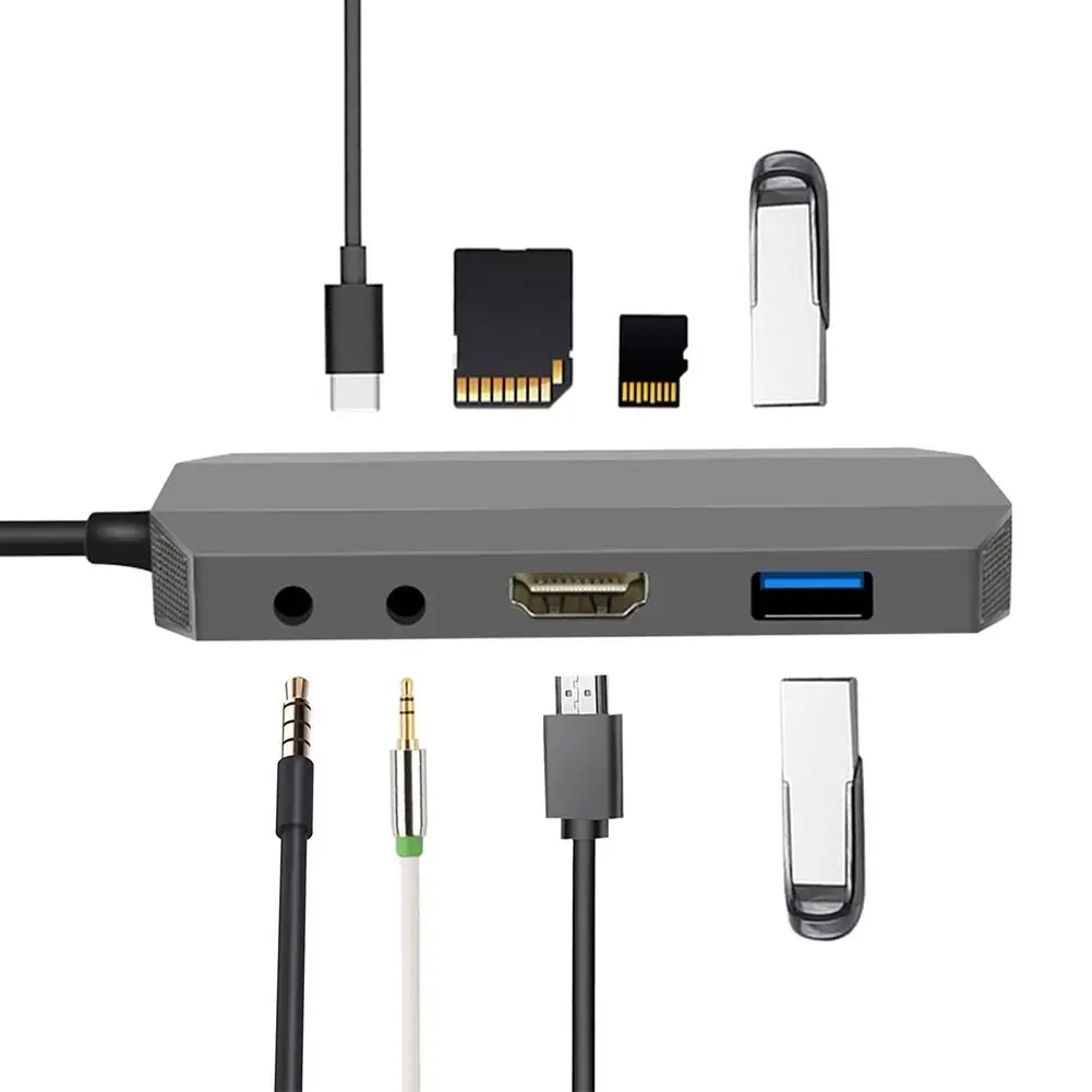 

Charging Card Reader Hub Adapter 9 In 1 Hub 1000M RJ45 Ethernet 4K HDMI 3.0 PD 2.0 Audio Mic Port More USB C