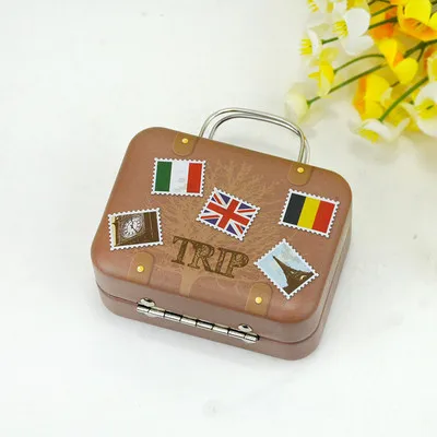 8 шт., европейский стиль, винтажная коробка для хранения конфет в форме чемодана, Свадебная коробка, жестяная коробка для мелочей, органайзер, контейнер, маленькое украшение - Цвет: 3