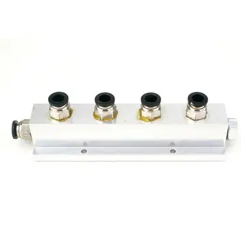 

Push Fit Tube O/D 8mm 4 Way Solid Aluminum T-Shape Air Manifold Block Splitter