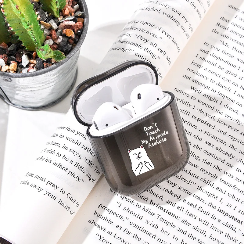 

Cartoon Bear Cat Case for airpods Cases Soft Black Silicone Case For AirPods1/2 Wireless Earphone Cover for Airpods Cover